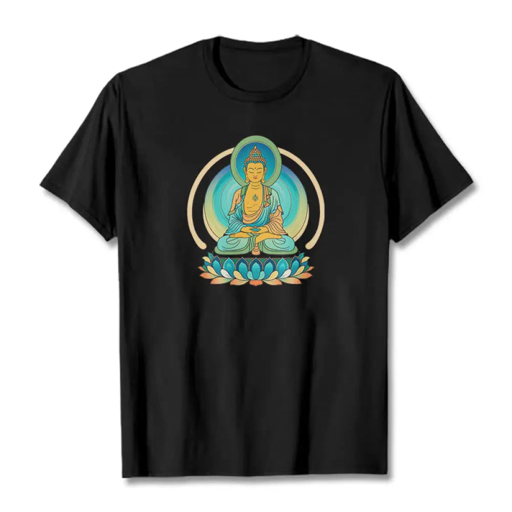 Buddha Stones Lotus Buddha Tee T-shirt - Black / S - T-Shirts