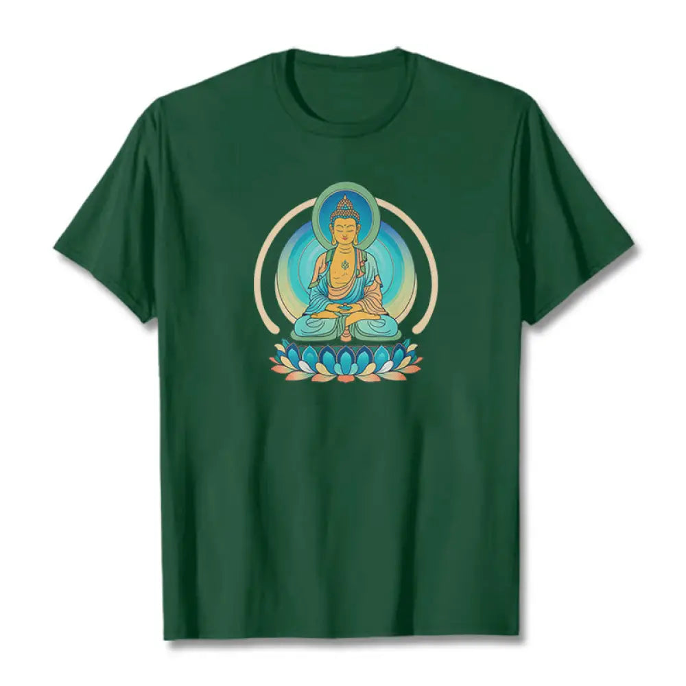 Buddha Stones Lotus Buddha Tee T-shirt - ForestGreen / S - T-Shirts