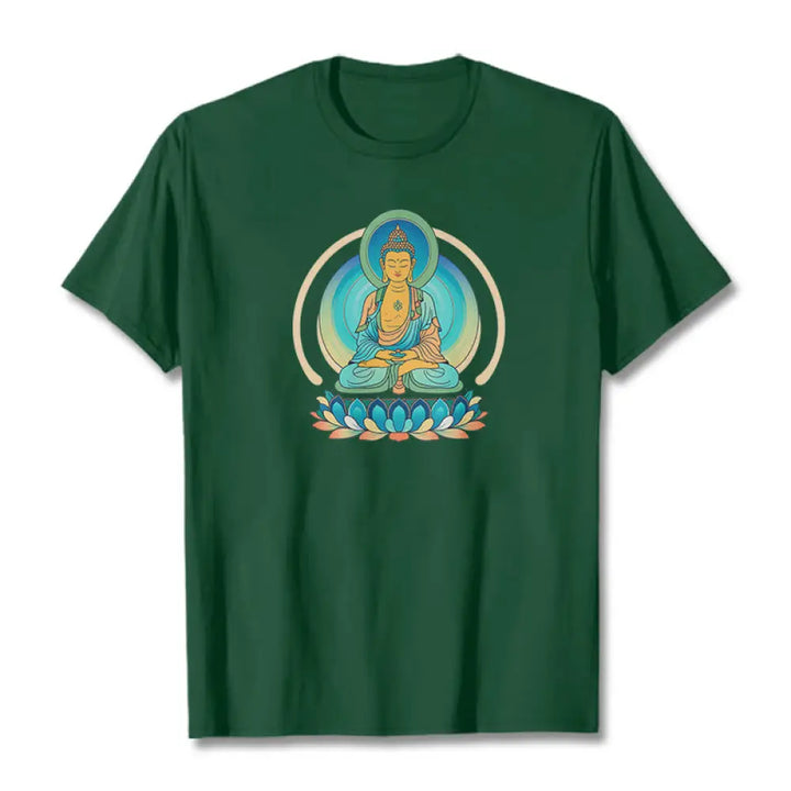 Buddha Stones Lotus Buddha Tee T-shirt - ForestGreen / S - T-Shirts