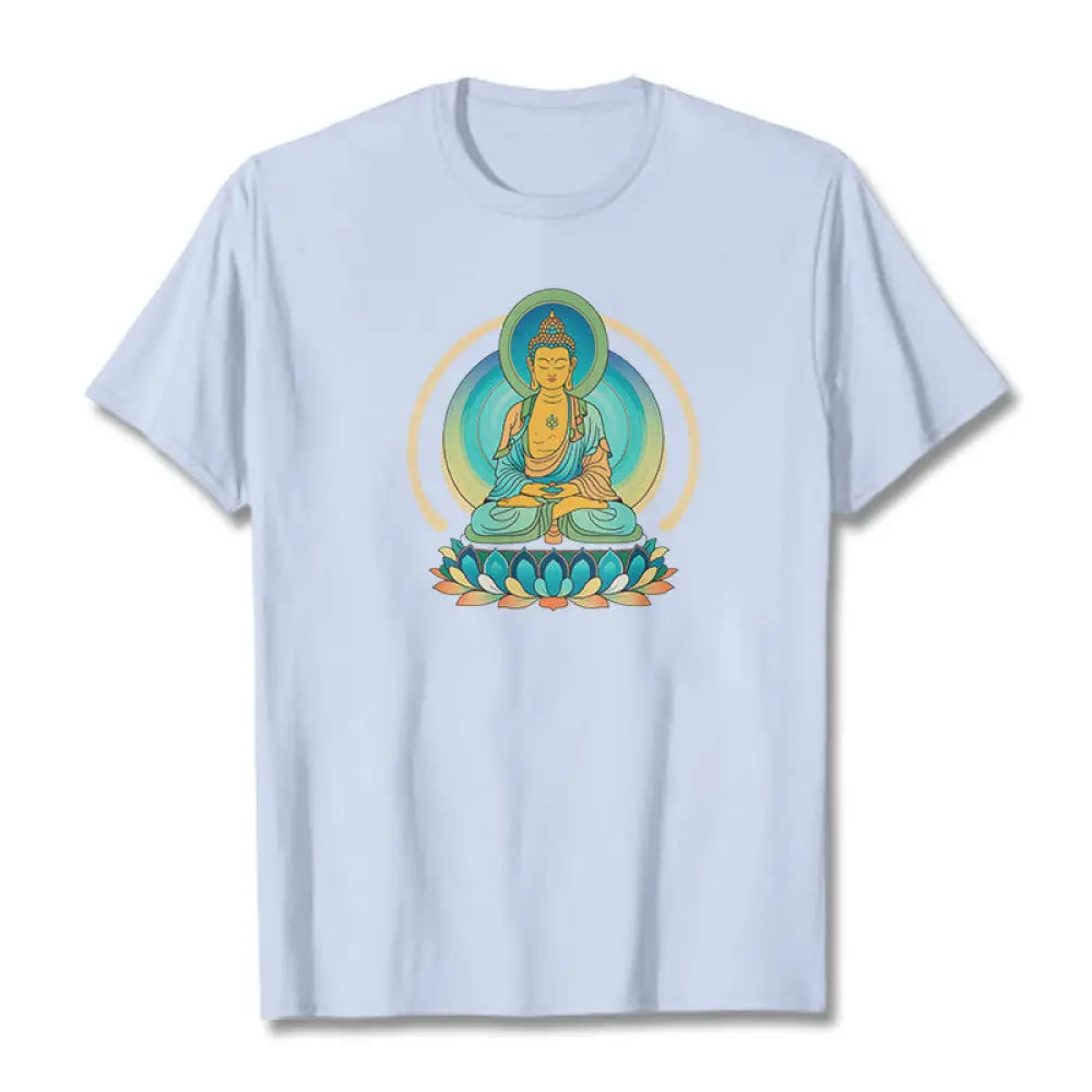 Buddha Stones Lotus Buddha Tee T-shirt - LightCyan / S - T-Shirts