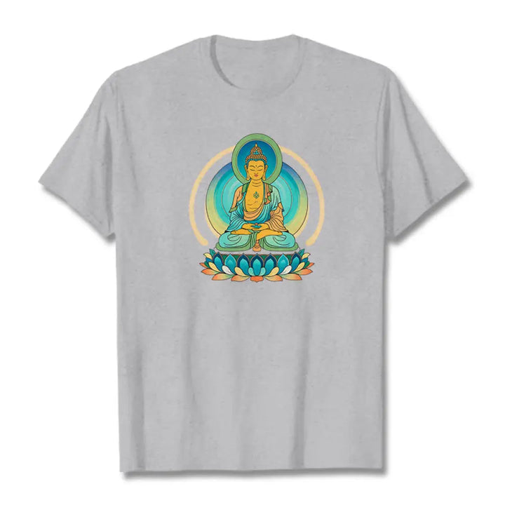 Buddha Stones Lotus Buddha Tee T-shirt - LightGrey / S - T-Shirts