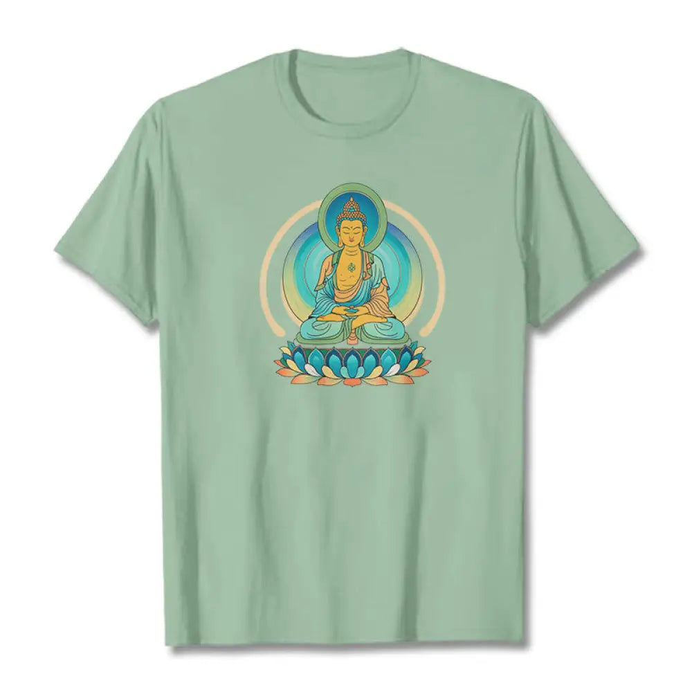 Buddha Stones Lotus Buddha Tee T-shirt - PaleGreen / S - T-Shirts