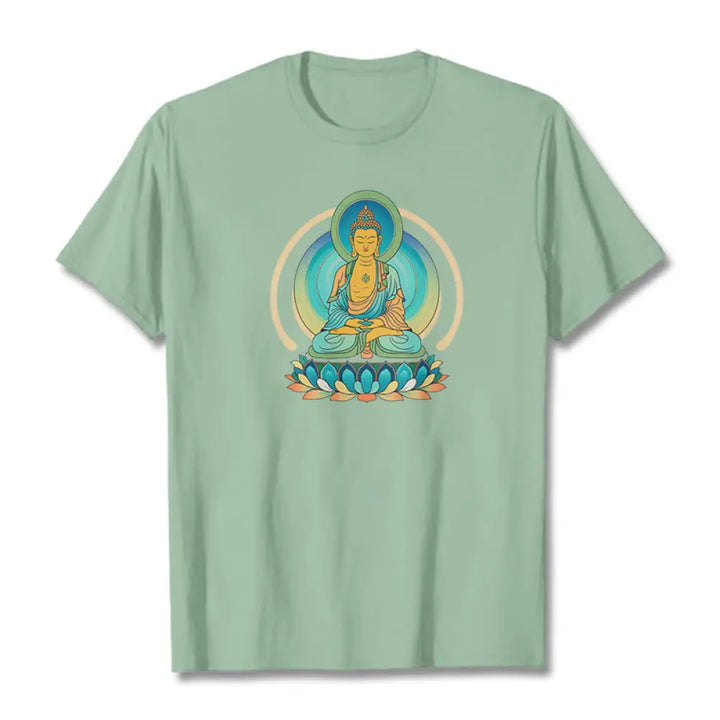 Buddha Stones Lotus Buddha Tee T-shirt - PaleGreen / S - T-Shirts