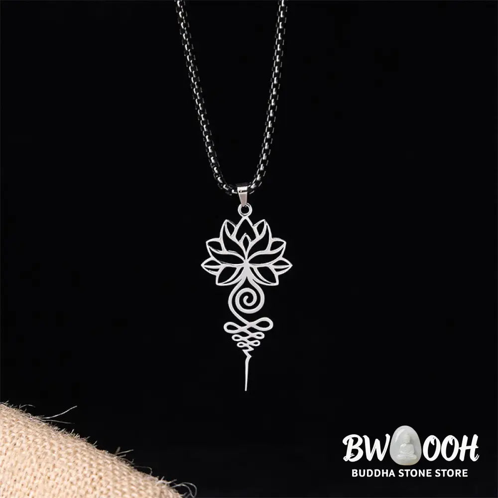 Buddha Stones Lotus Unalome Chakra Symbol Design Stainless Steel Enlightenment Necklace Pendant - BWOOOH - Necklaces &amp;