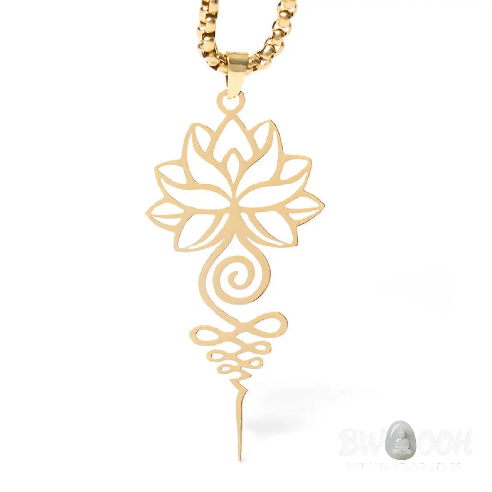 Buddha Stones Lotus Unalome Chakra Symbol Design Stainless Steel Enlightenment Necklace Pendant - BWOOOH - Necklaces &amp;