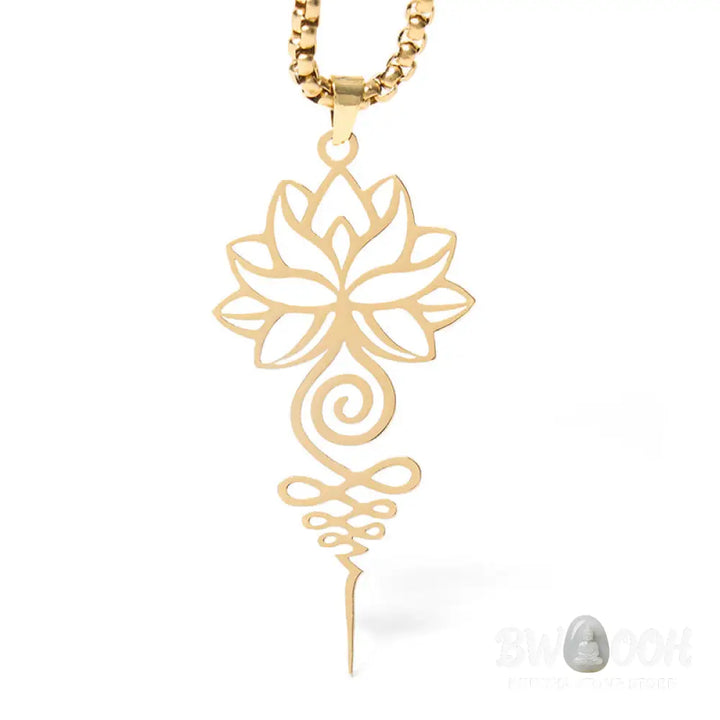 Buddha Stones Lotus Unalome Chakra Symbol Design Stainless Steel Enlightenment Necklace Pendant - BWOOOH - Necklaces &amp;