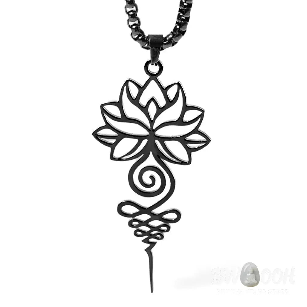 Buddha Stones Lotus Unalome Chakra Symbol Design Stainless Steel Enlightenment Necklace Pendant - BWOOOH - Necklaces &amp;