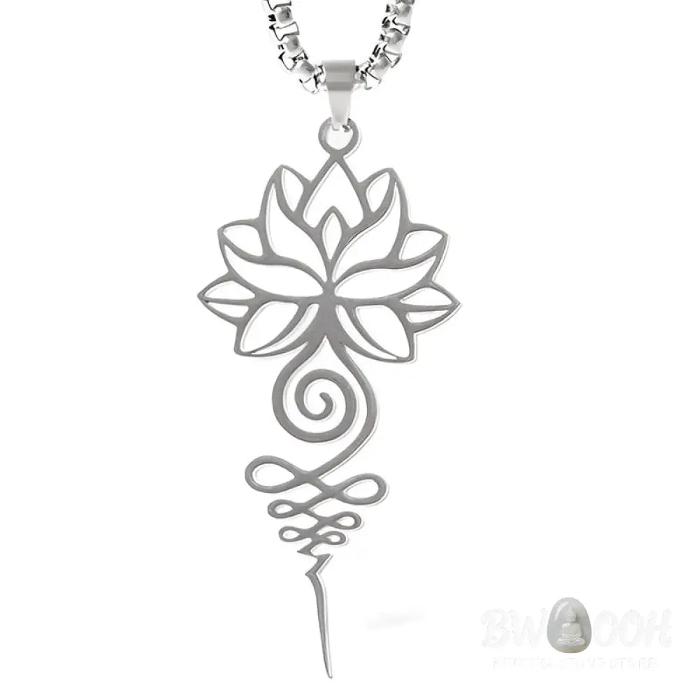Buddha Stones Lotus Unalome Chakra Symbol Design Stainless Steel Enlightenment Necklace Pendant - BWOOOH - Necklaces &amp;