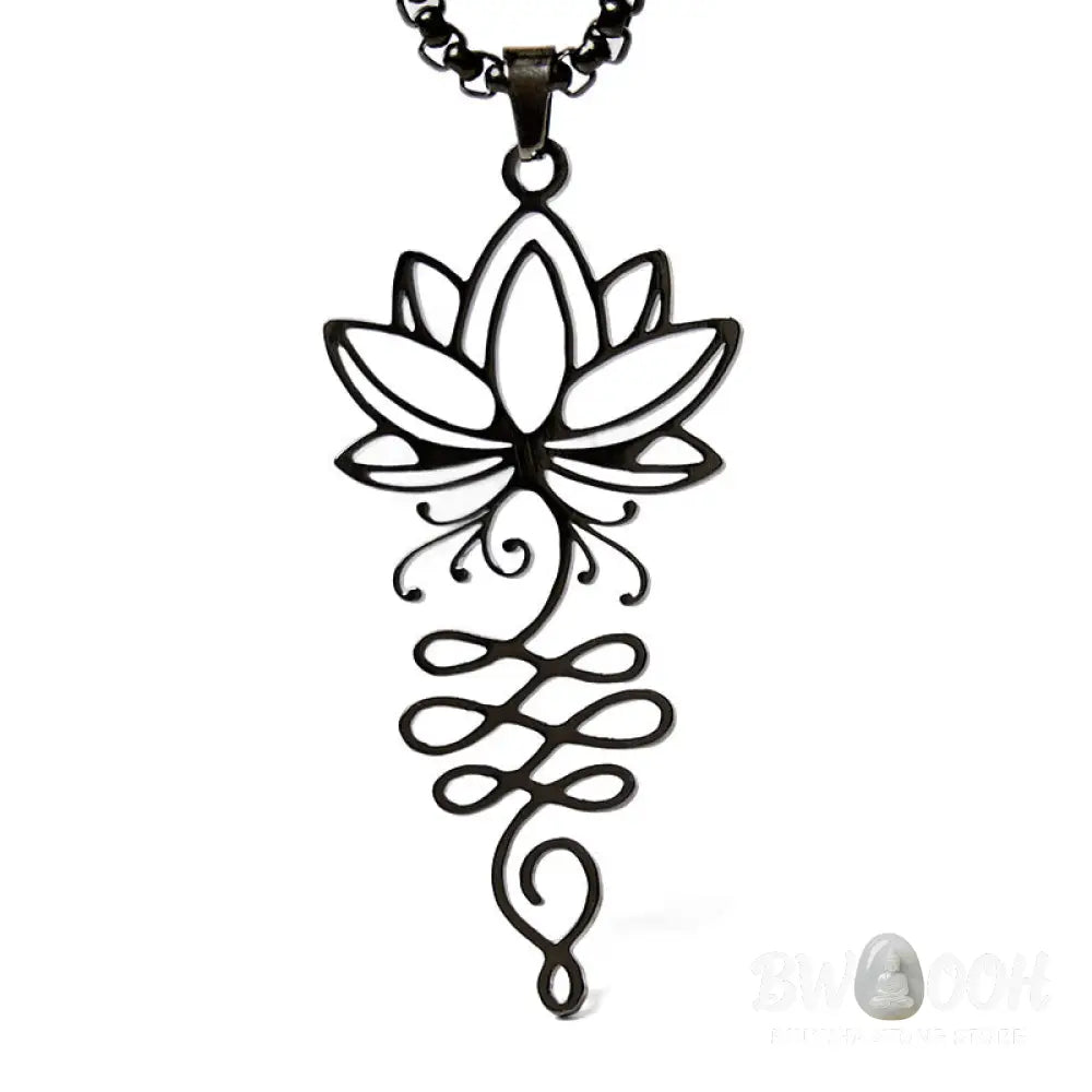 Buddha Stones Lotus Vines Design Chakra Symbol Stainless Steel Enlightenment Necklace Pendant - BWOOOH - Necklaces &amp;