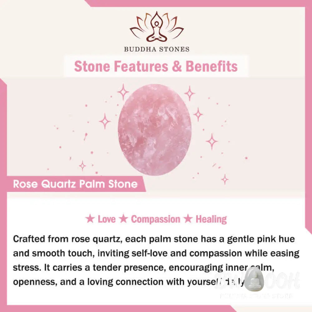Buddha Stones LOVE Engraved Natural Rose Quartz Palm Stone Healing Crystal Decor - Rose Quartz 4-4.5*3-3.5cm - Crystal
