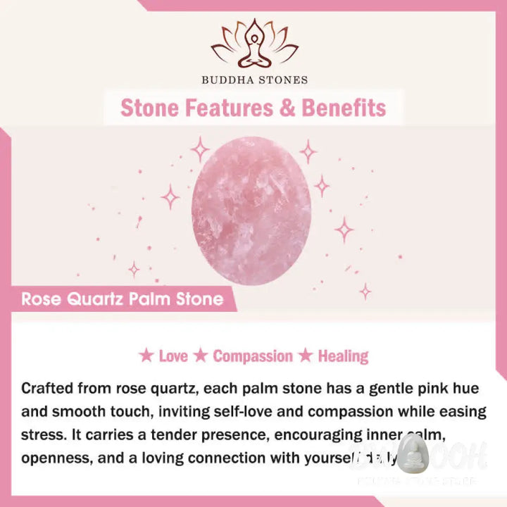Buddha Stones LOVE Engraved Natural Rose Quartz Palm Stone Healing Crystal Decor - Rose Quartz 4-4.5*3-3.5cm - Crystal