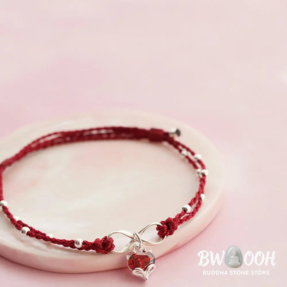 Buddha Stones Love Heart Infinity Symbol Braided String Anklet - Anklet