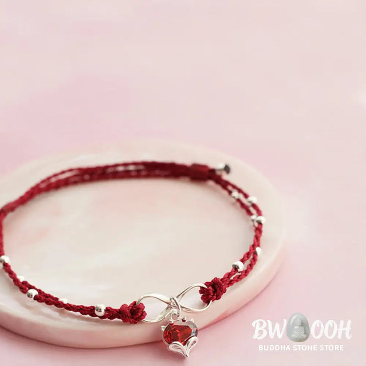 Buddha Stones Love Heart Infinity Symbol Braided String Anklet - Anklet