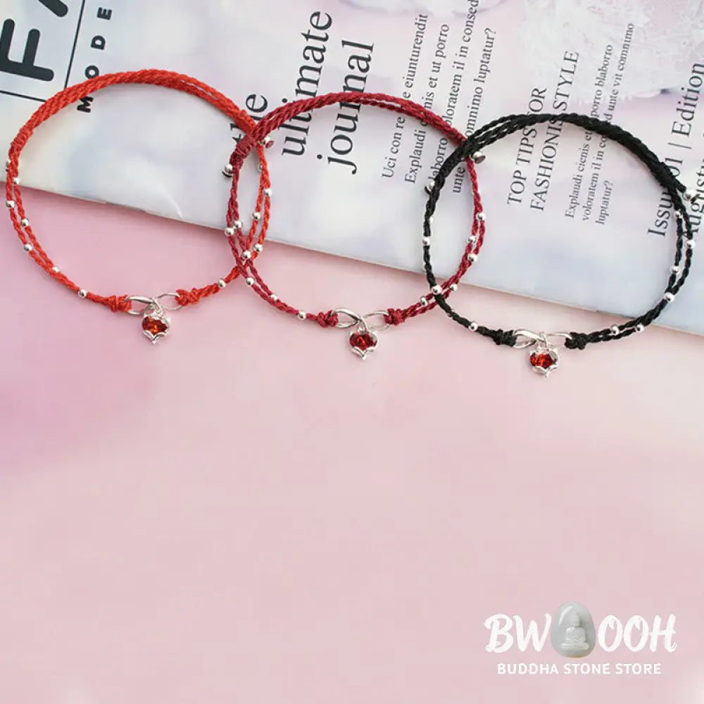 Buddha Stones Love Heart Infinity Symbol Braided String Anklet - Anklet