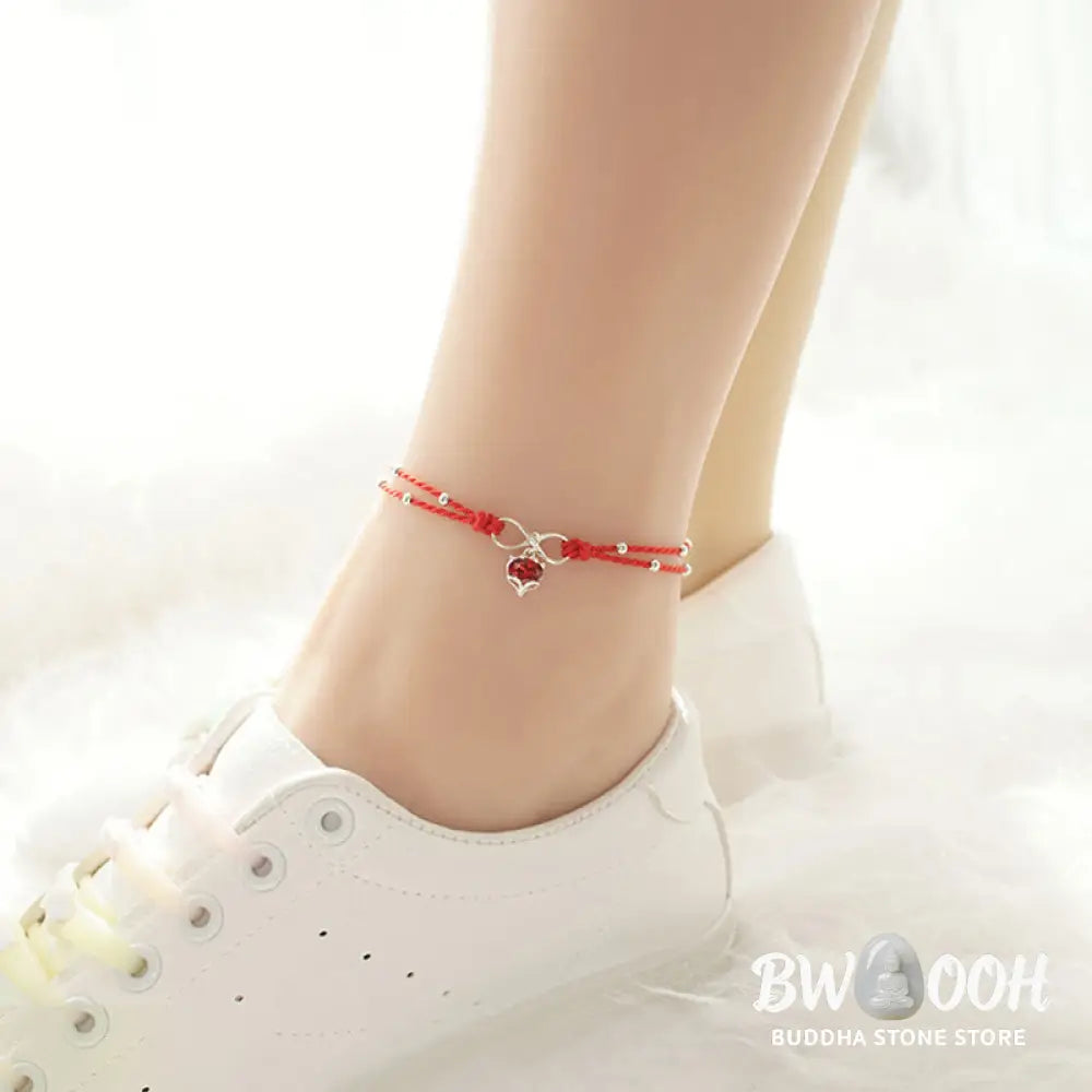 Buddha Stones Love Heart Infinity Symbol Braided String Anklet - Anklet
