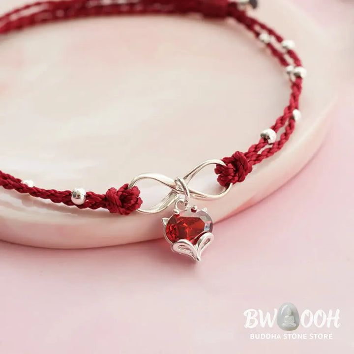 Buddha Stones Love Heart Infinity Symbol Braided String Anklet - Anklet