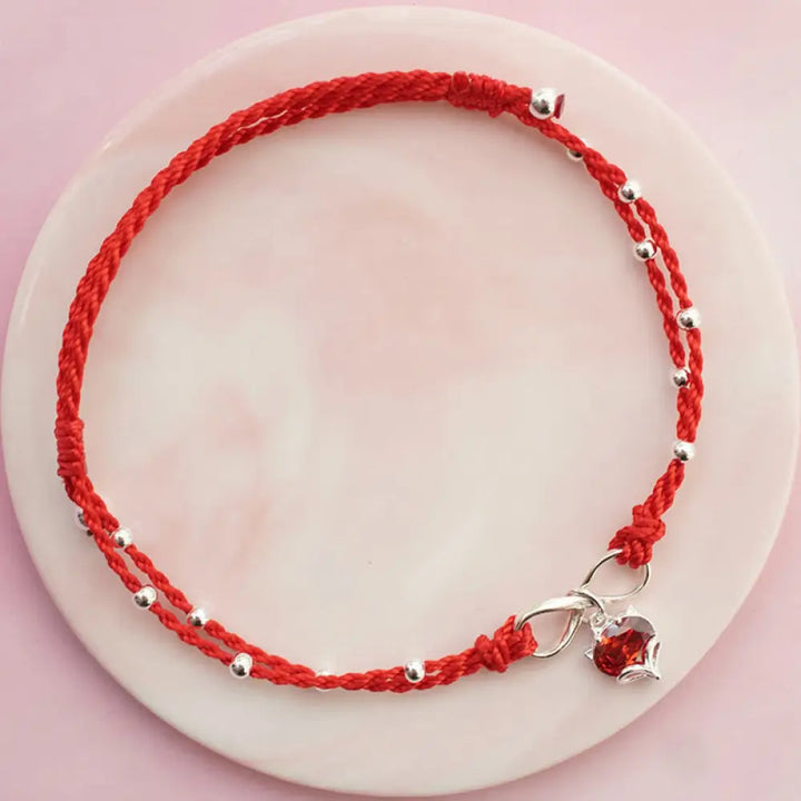 BWOOOH Love Heart Infinity Symbol Braided String Anklet