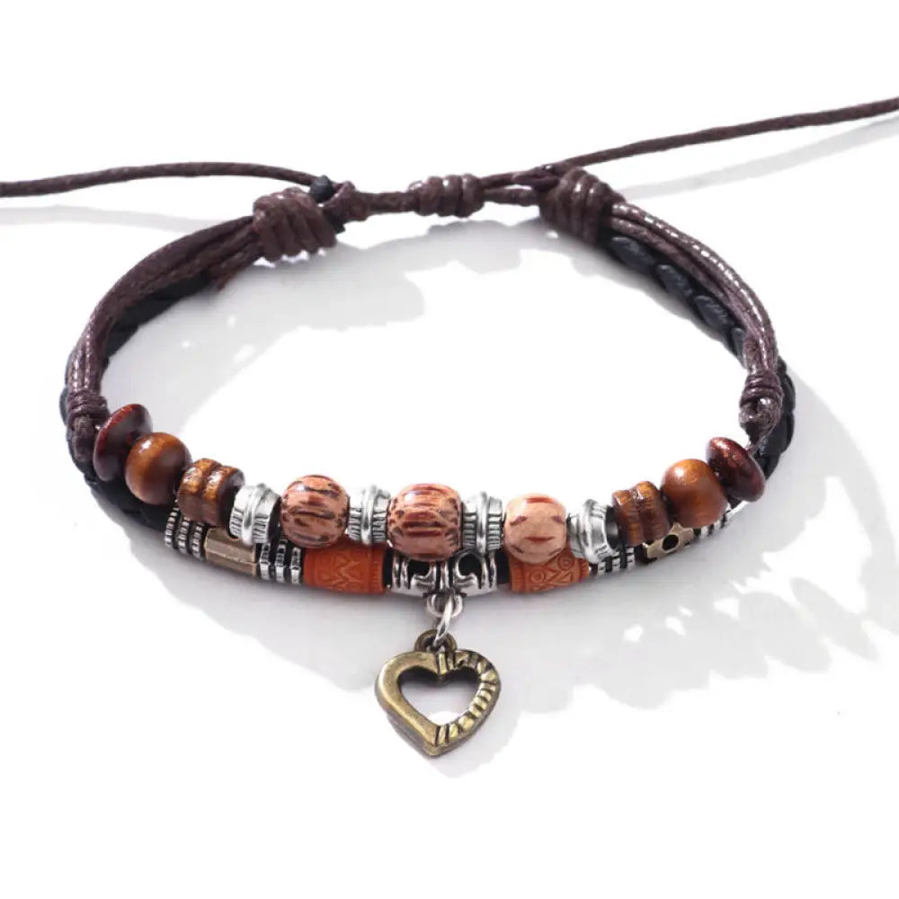 Buddha Stones Love Heart Pattern Bead Healing Necklace Pendant Bracelet - BWOOOH - Love Heart Bracelet - Bracelet