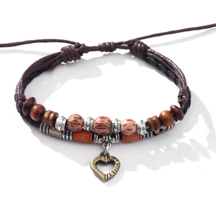 Buddha Stones Love Heart Pattern Bead Healing Necklace Pendant Bracelet - BWOOOH - Love Heart Bracelet - Bracelet