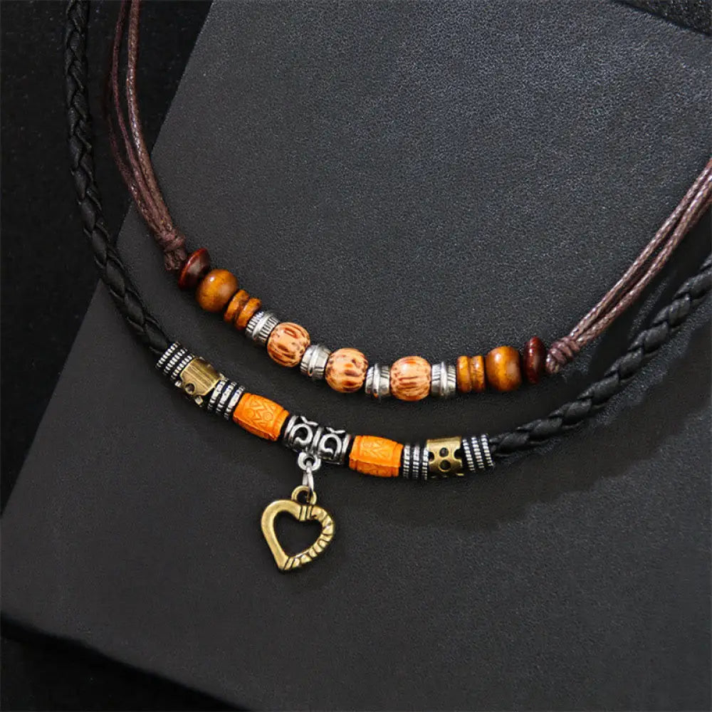 BWOOOH love heart pattern bead healing necklace pendant bracelet dual-use