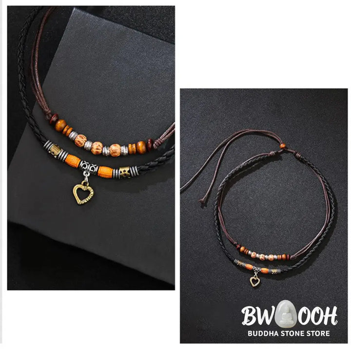 Buddha Stones Love Heart Pattern Bead Healing Necklace Pendant Bracelet - BWOOOH - Bracelet Necklaces &amp; Pendants