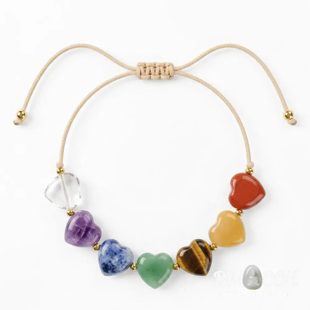 Buddha Stones Love Heart Red Agate Amethyst Green Aventurine Colorful Crystal Confidence Braided Bracelet - Colorful