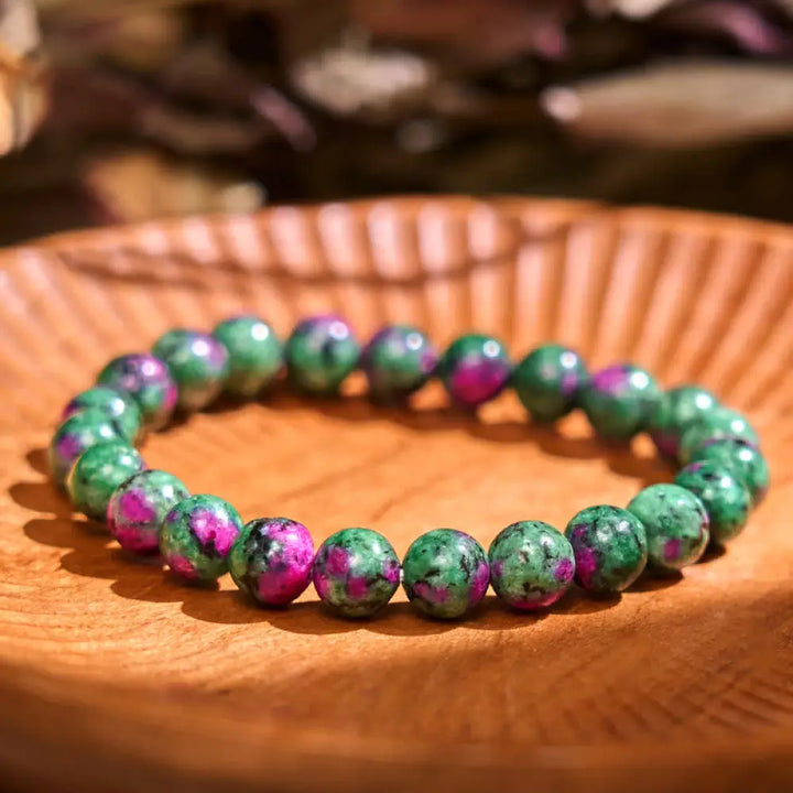 Buddha Stones Love Self Green Series Calm Balance Support Bracelet - BWOOOH - Ruby Zoisite(Wrist Circumference: