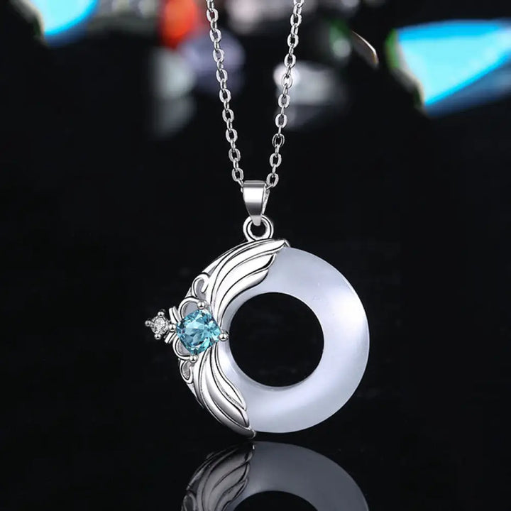 Buddha Stones Love Wings Copper Luck Healing Necklace Pendant - BWOOOH - White&amp;Chain - Necklaces &amp; Pendants