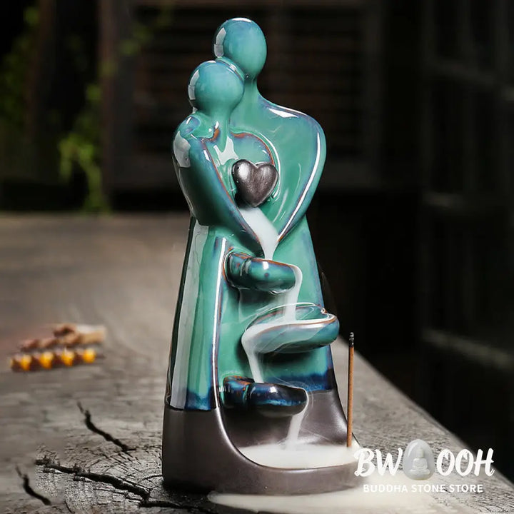 BWOOOH ceramic backflow incense burner - Lovers Couple Embrace Love Ceramic 