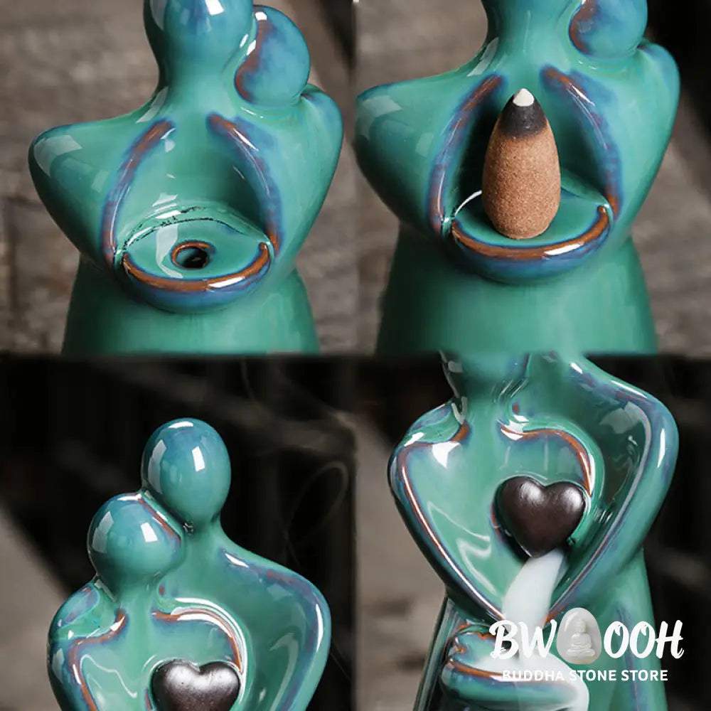 BWOOOH ceramic backflow incense burner - Lovers Couple Embrace Love Ceramic 