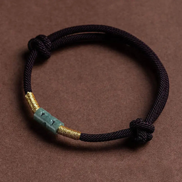 Buddha Stones Luck Jade String Rope Bracelet - BWOOOH - Brown Gold(Wrist Circumference 14-20cm) - Bracelet