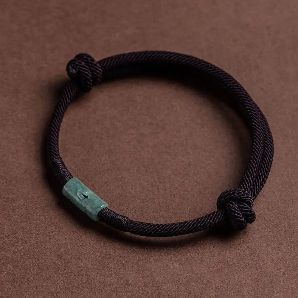 Buddha Stones Luck Jade String Rope Bracelet - BWOOOH - Brown(Wrist Circumference 14-20cm) - Bracelet