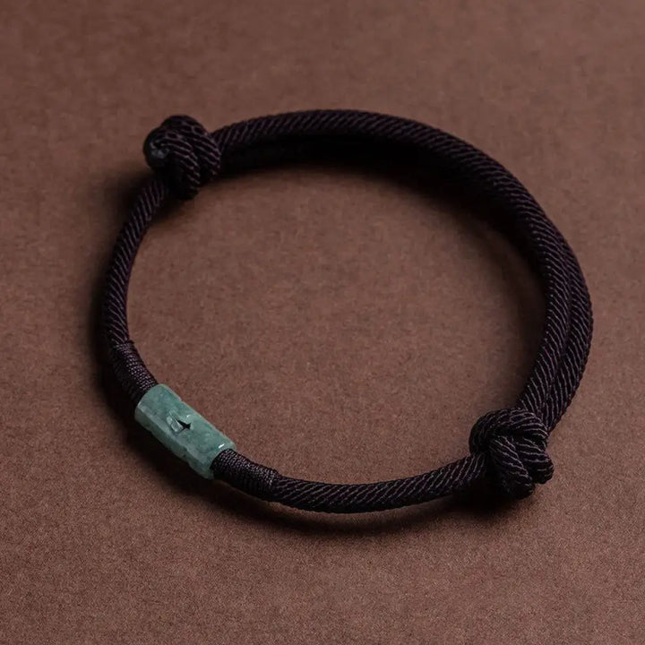 Buddha Stones Luck Jade String Rope Bracelet - BWOOOH - Brown(Wrist Circumference 14-20cm) - Bracelet