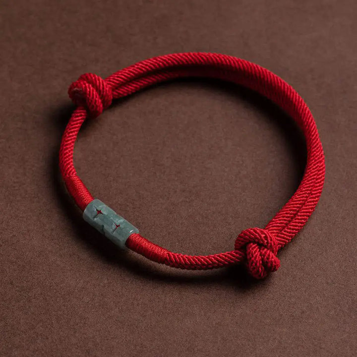 Buddha Stones Luck Jade String Rope Bracelet - BWOOOH - Red(Wrist Circumference 14-20cm) - Bracelet