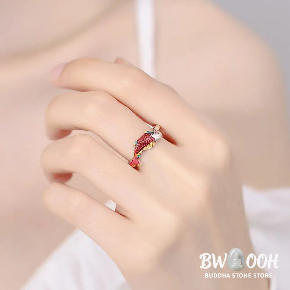 Buddha Stones Luck Koi Fish Wealth Prosperity Ring - BWOOOH - Luck Koi Fish(Adjustable) - Ring