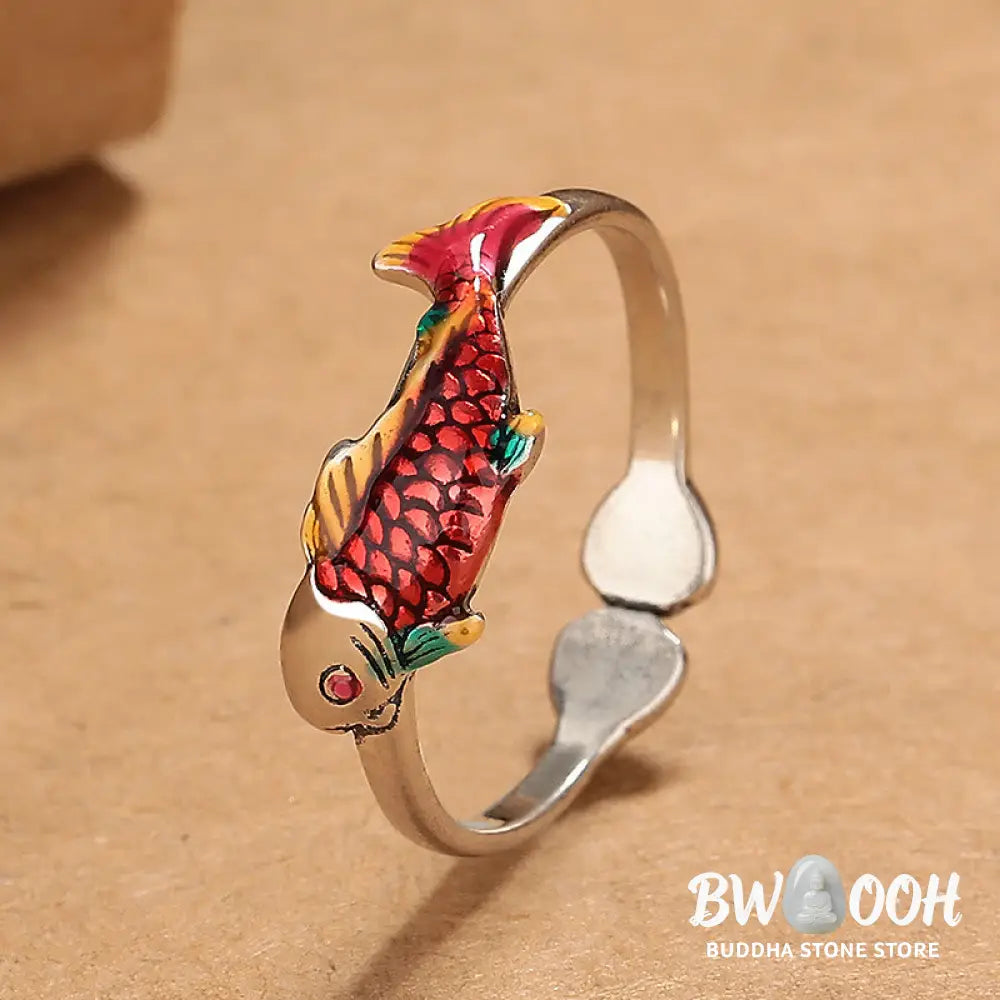 Buddha Stones Luck Koi Fish Wealth Prosperity Ring - BWOOOH - Luck Koi Fish(Adjustable) - Ring