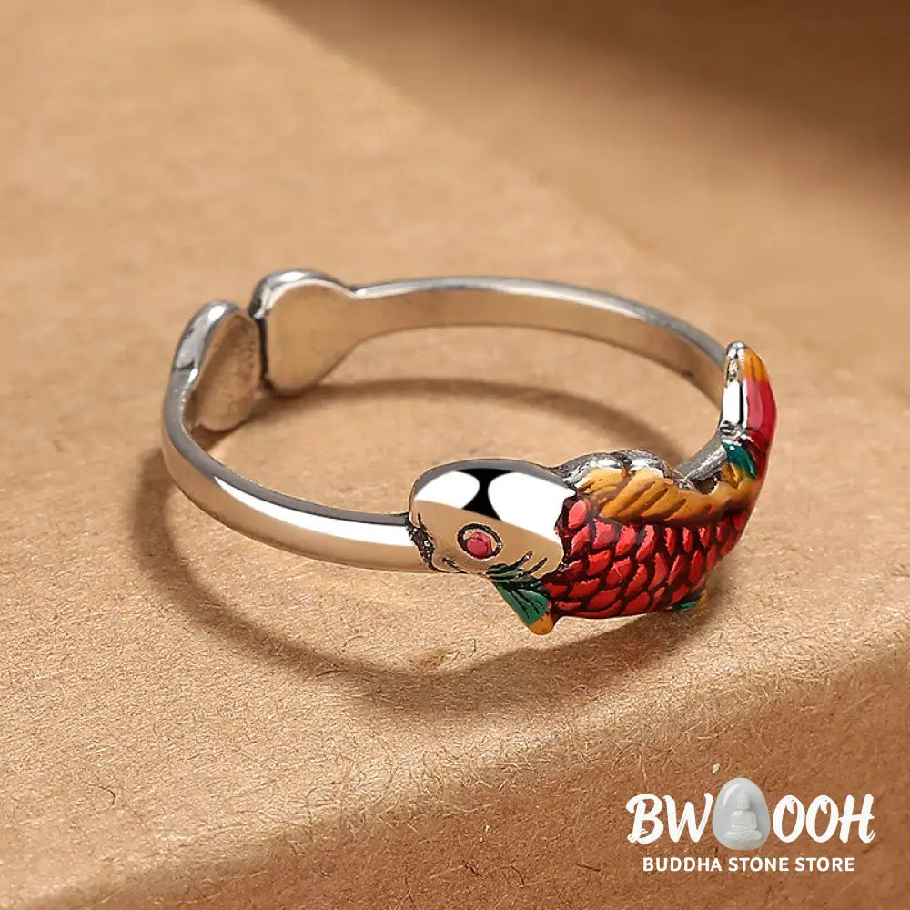 Buddha Stones Luck Koi Fish Wealth Prosperity Ring - BWOOOH - Luck Koi Fish(Adjustable) - Ring