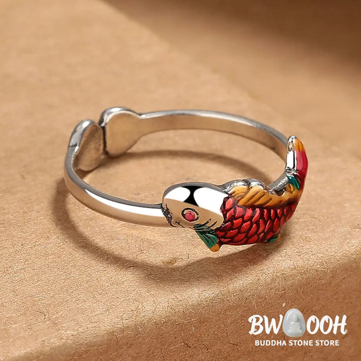 Buddha Stones Luck Koi Fish Wealth Prosperity Ring - BWOOOH - Luck Koi Fish(Adjustable) - Ring