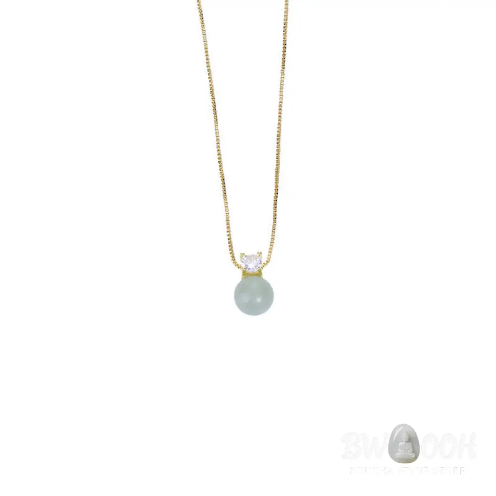 BWOOOH Lucky Bead Jade Prosperity Chain Necklace Pendant, featuring polished jade beads and a central jade pendant, with a 925 Sterling Silver clasp, symbolizing luck and prosperity. - View 9