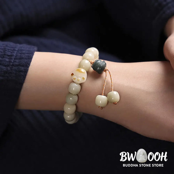 Buddha Stones Lucky Cat Bodhi Seed Cat Paw Peace Bracelet - BWOOOH - Bracelet