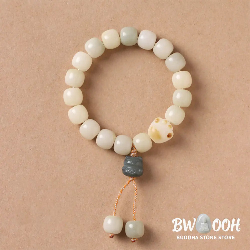 Buddha Stones Lucky Cat Bodhi Seed Cat Paw Peace Bracelet - BWOOOH - Bracelet