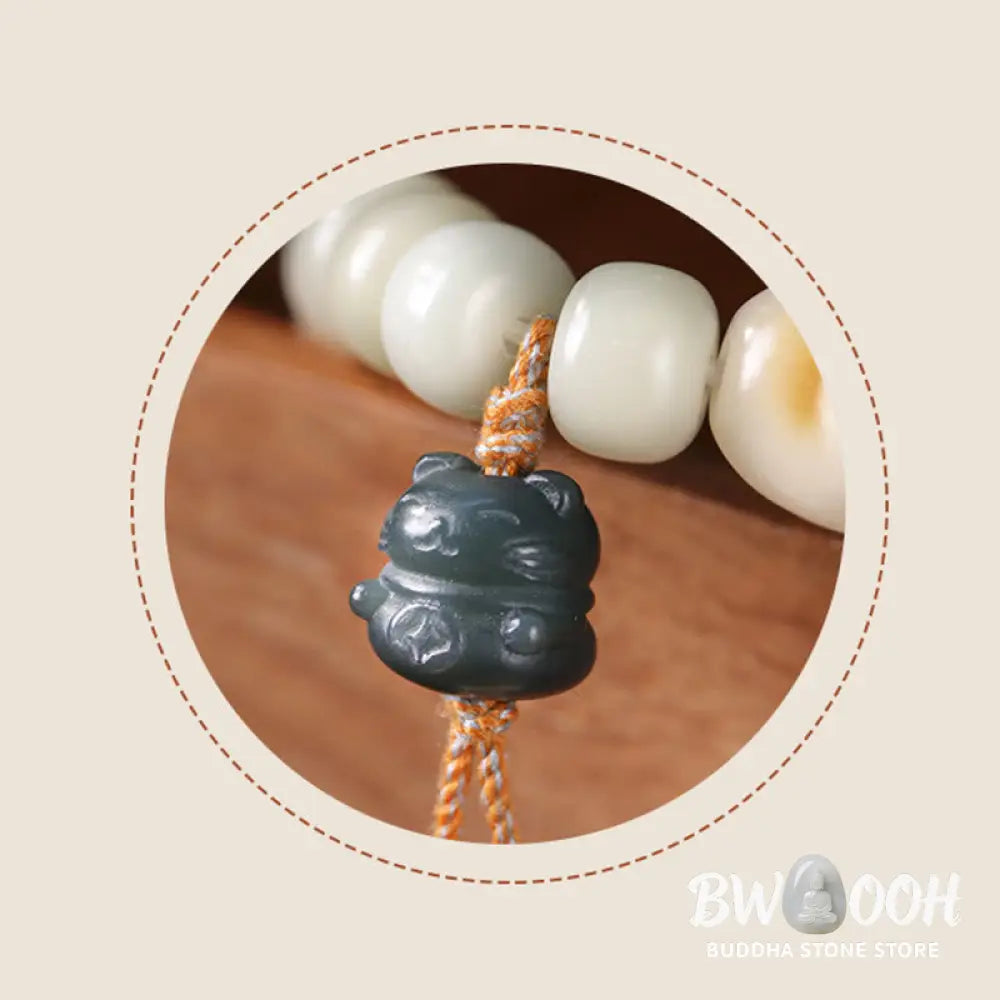 Buddha Stones Lucky Cat Bodhi Seed Cat Paw Peace Bracelet - BWOOOH - Bracelet