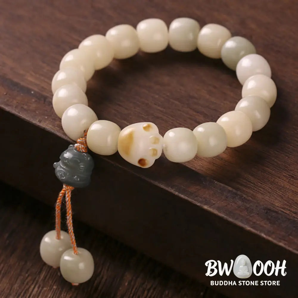 Buddha Stones Lucky Cat Bodhi Seed Cat Paw Peace Bracelet - BWOOOH - Bracelet