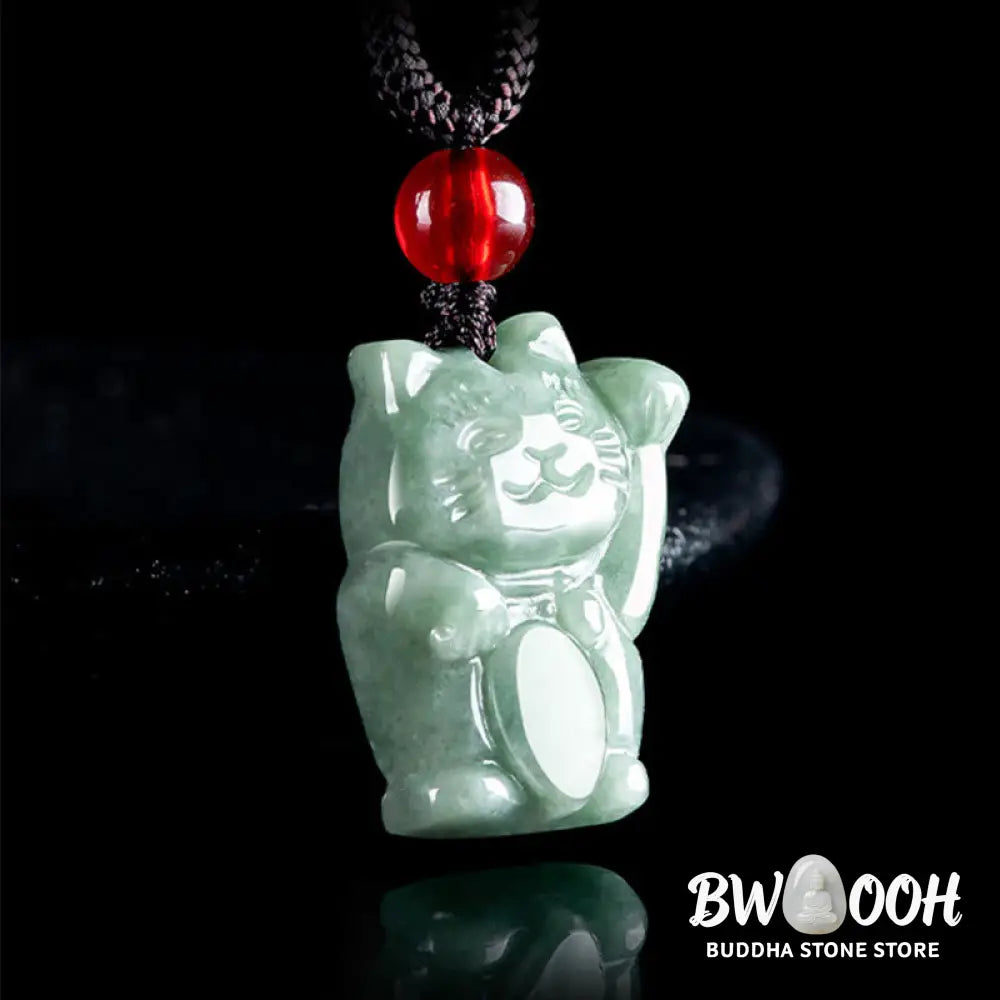 Buddha Stones Lucky Cat Jade Abundance Necklace Pendant - BWOOOH - Necklaces & Pendants