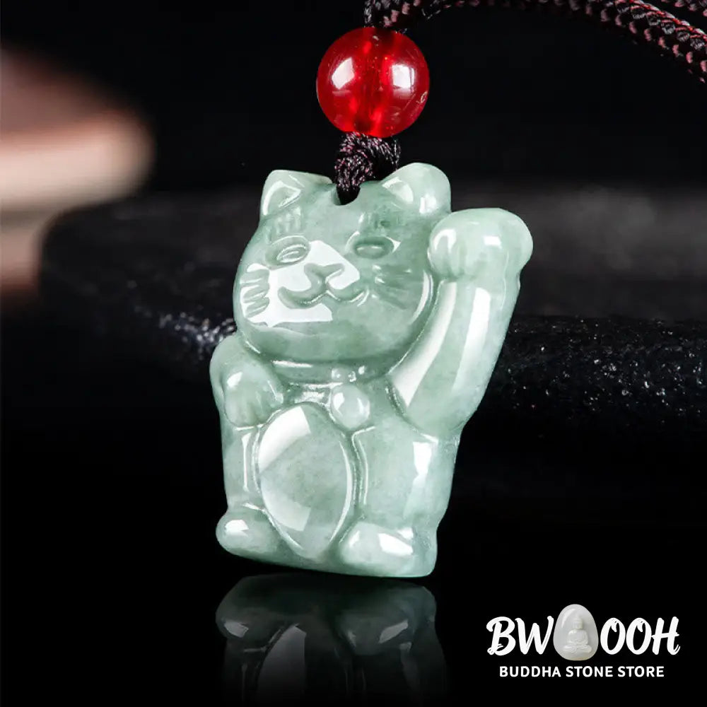 Buddha Stones Lucky Cat Jade Abundance Necklace Pendant - BWOOOH - Necklaces &amp; Pendants