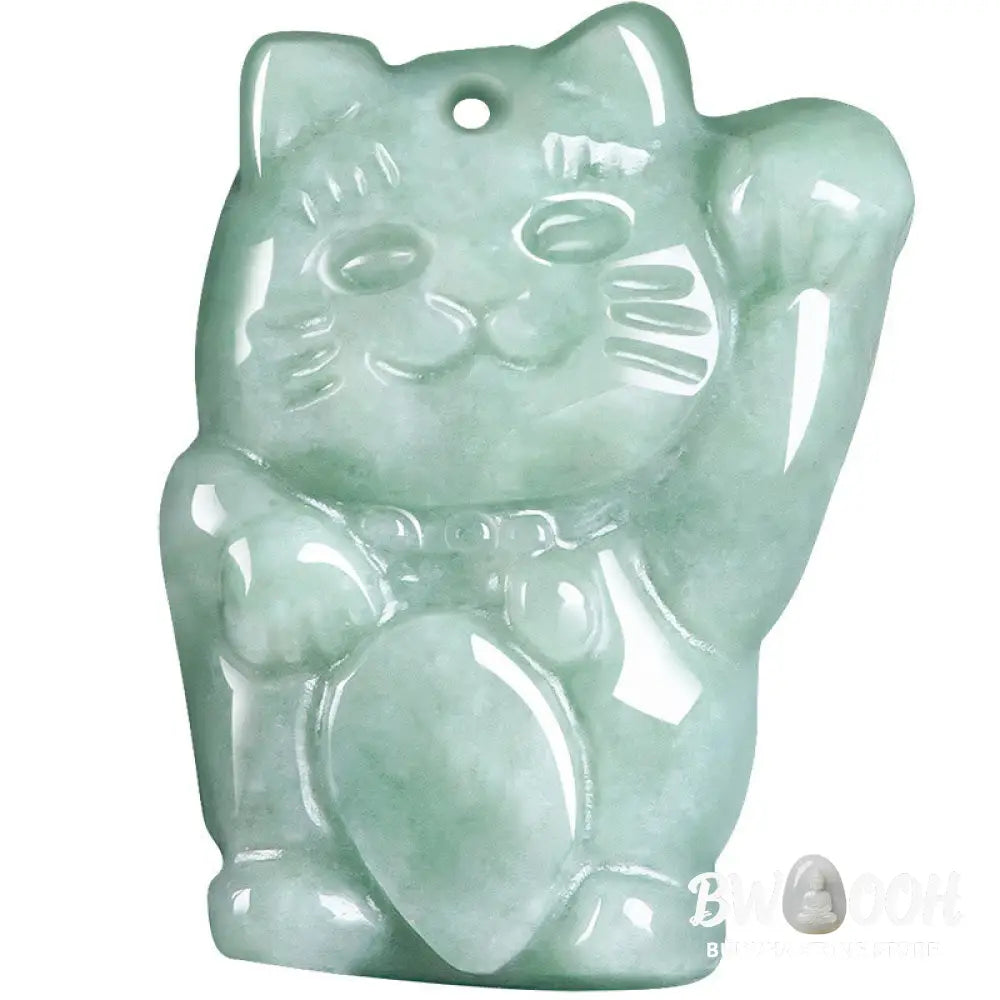 Buddha Stones Lucky Cat Jade Abundance Necklace Pendant - BWOOOH - Necklaces &amp; Pendants