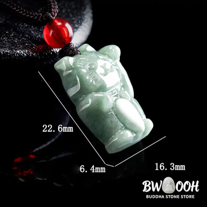 Buddha Stones Lucky Cat Jade Abundance Necklace Pendant - BWOOOH - Necklaces &amp; Pendants