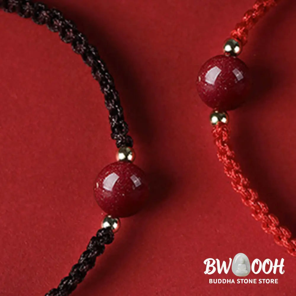 Buddha Stones Lucky Cinnabar Bead Blessing Red String Bracelet - BWOOOH - Bracelet