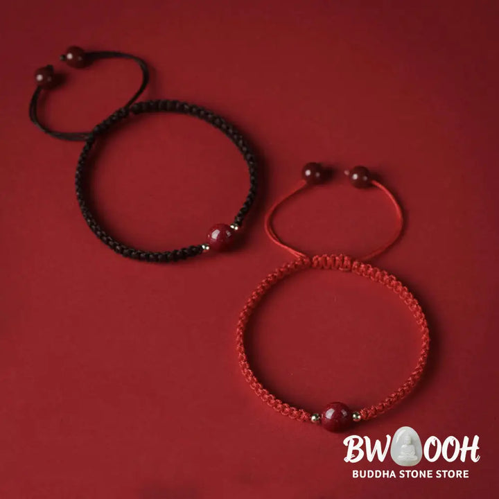 Buddha Stones Lucky Cinnabar Bead Blessing Red String Bracelet - BWOOOH - Bracelet