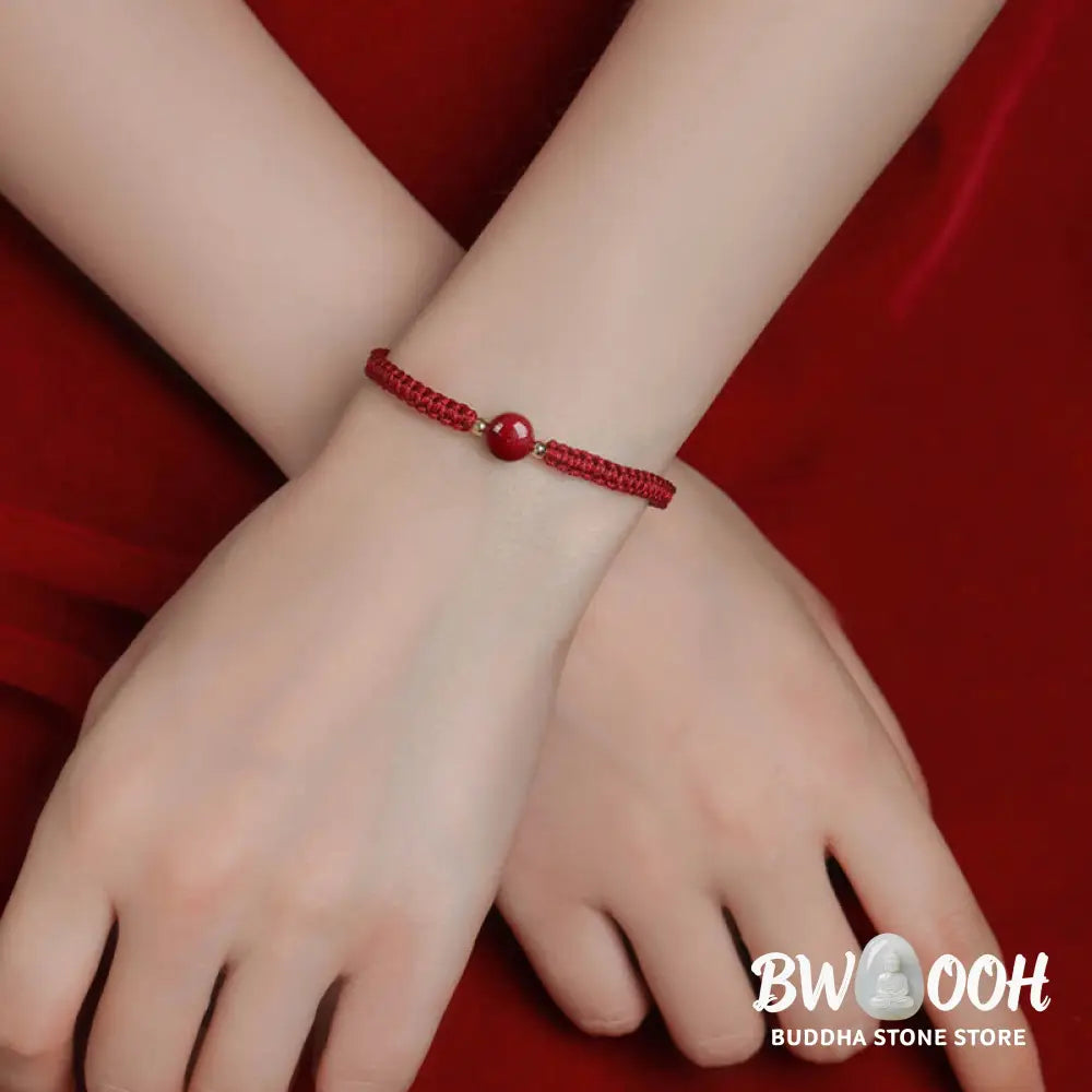 Buddha Stones Lucky Cinnabar Bead Blessing Red String Bracelet - BWOOOH - Bracelet